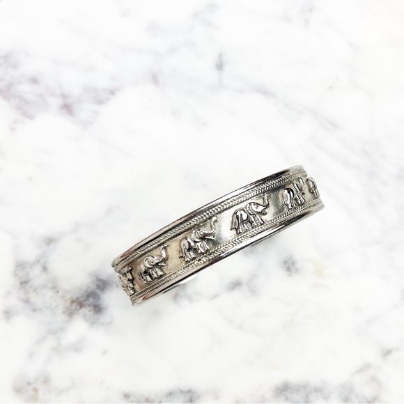 Sterling Elephant Caravan Cuff - Picture 2 of 6